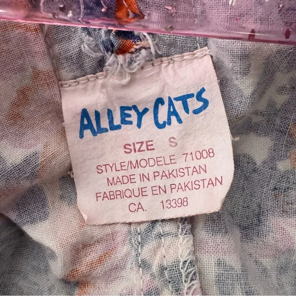 Alley cats overalls kids vintage floral flowers 💐 purple orange blue pink white
